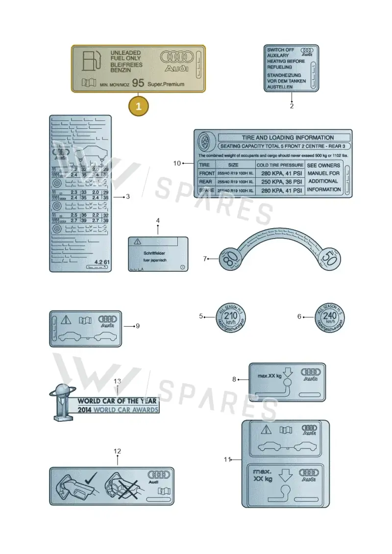 8J0010508A — Audi A3 Sportback (2012-2016) diagram 745010200, position 1