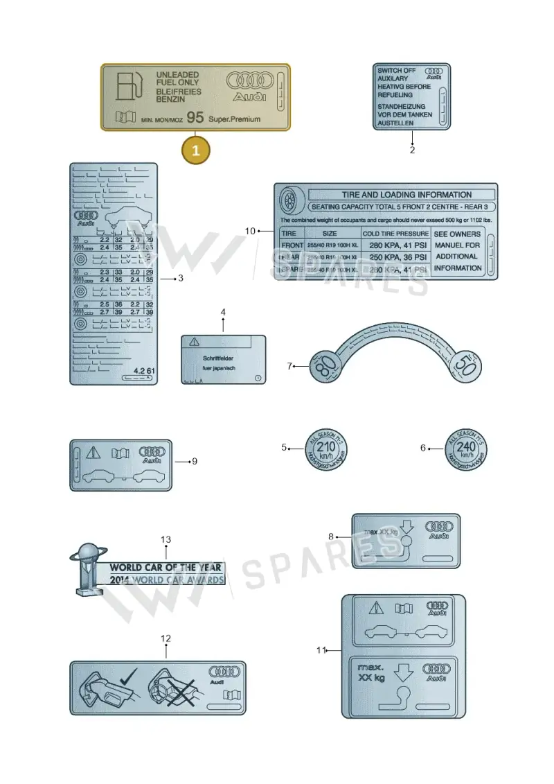 8J0010508BE — Audi A3 Sportback (2012-2016) diagram 745010200, position 1