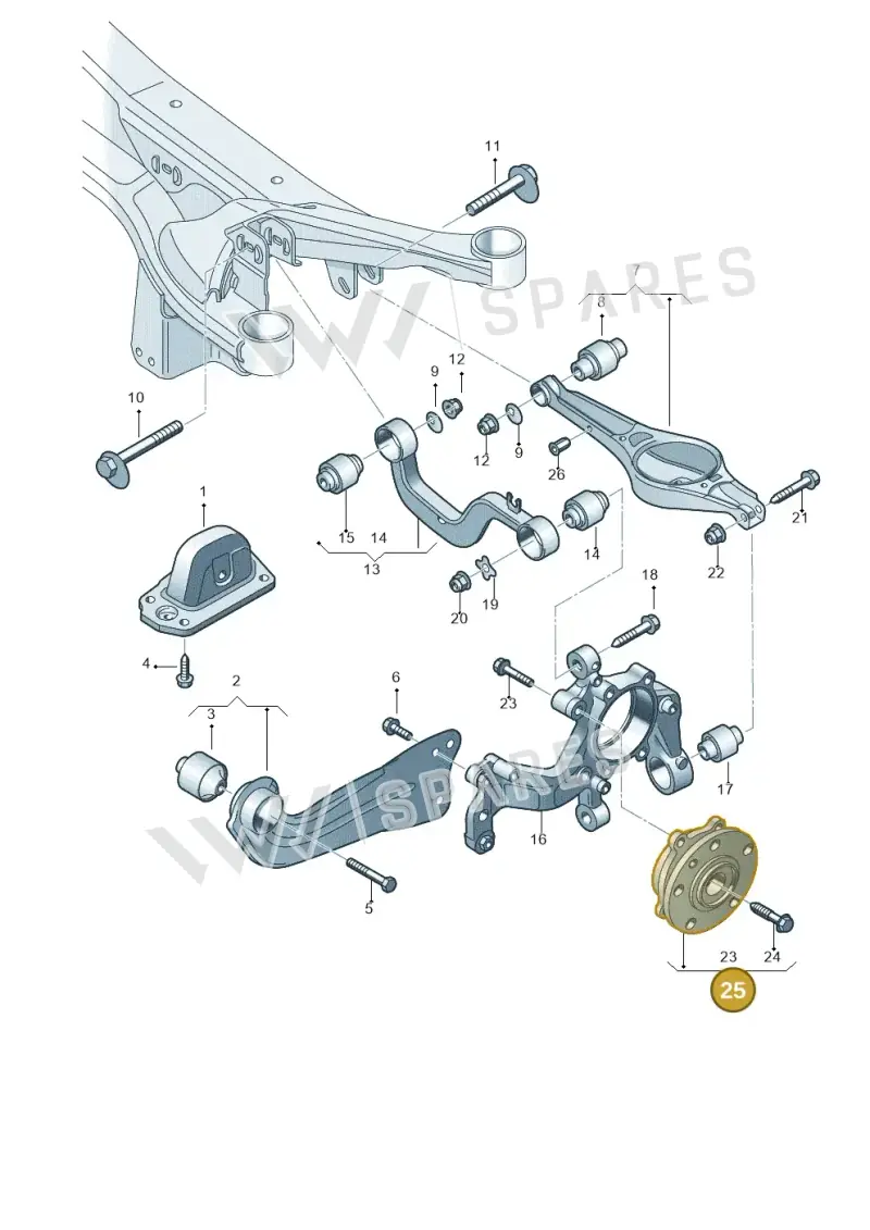 8J0598625 — Audi A3/S3/quattro (2005-2007) diagram 412505300, position 25