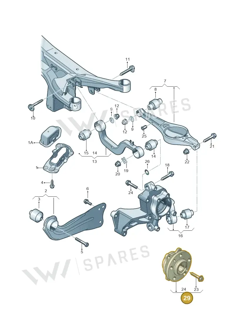 8J0598625 — Audi TT Coupe/Roadster 08> (2007-) diagram 460505300, position 29
