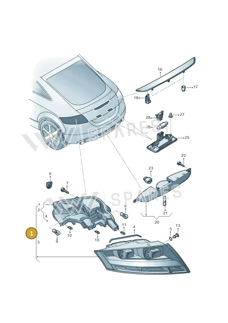 8J0945095K — Audi TTS Coupe 2.0 (2010-2014) diagram 609945000, position 1