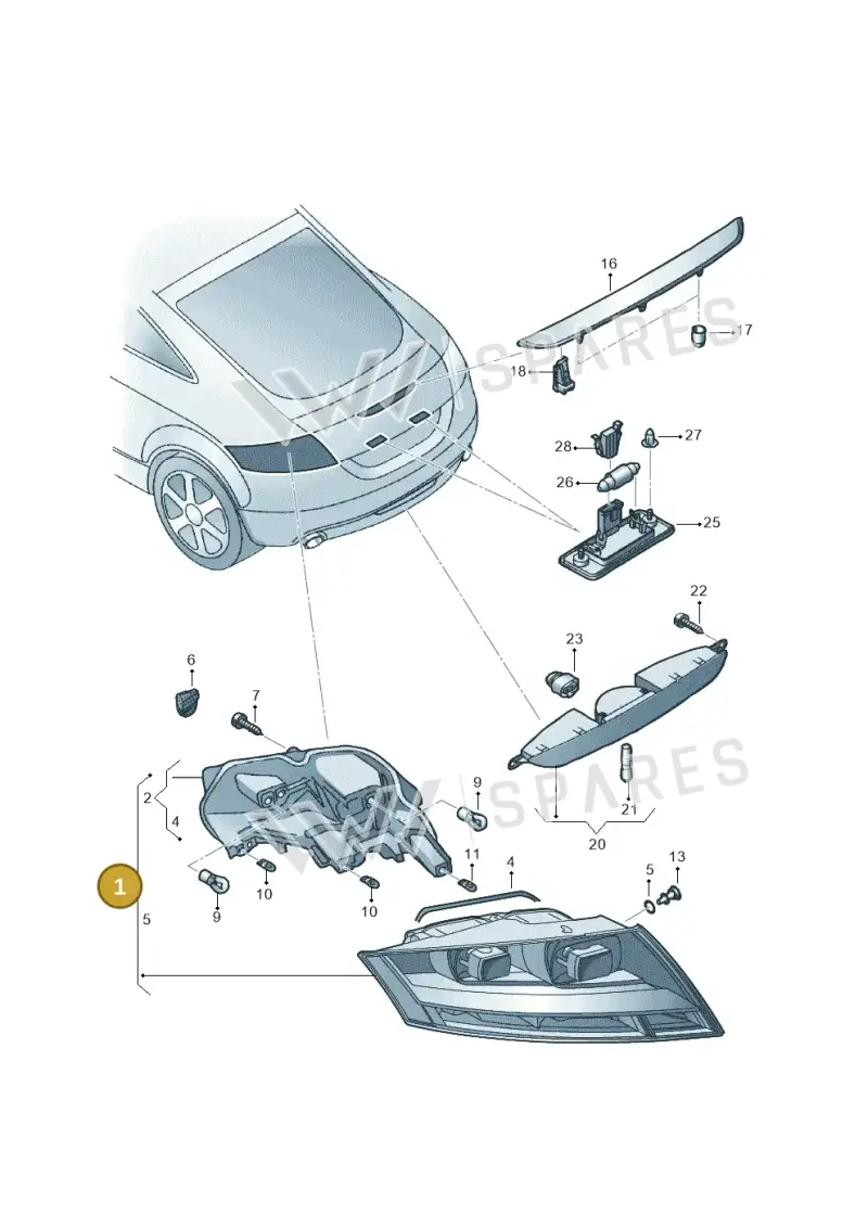 8J0945095L — Audi TTS Coupe 2.0 (2010-2014) diagram 609945000, position 1