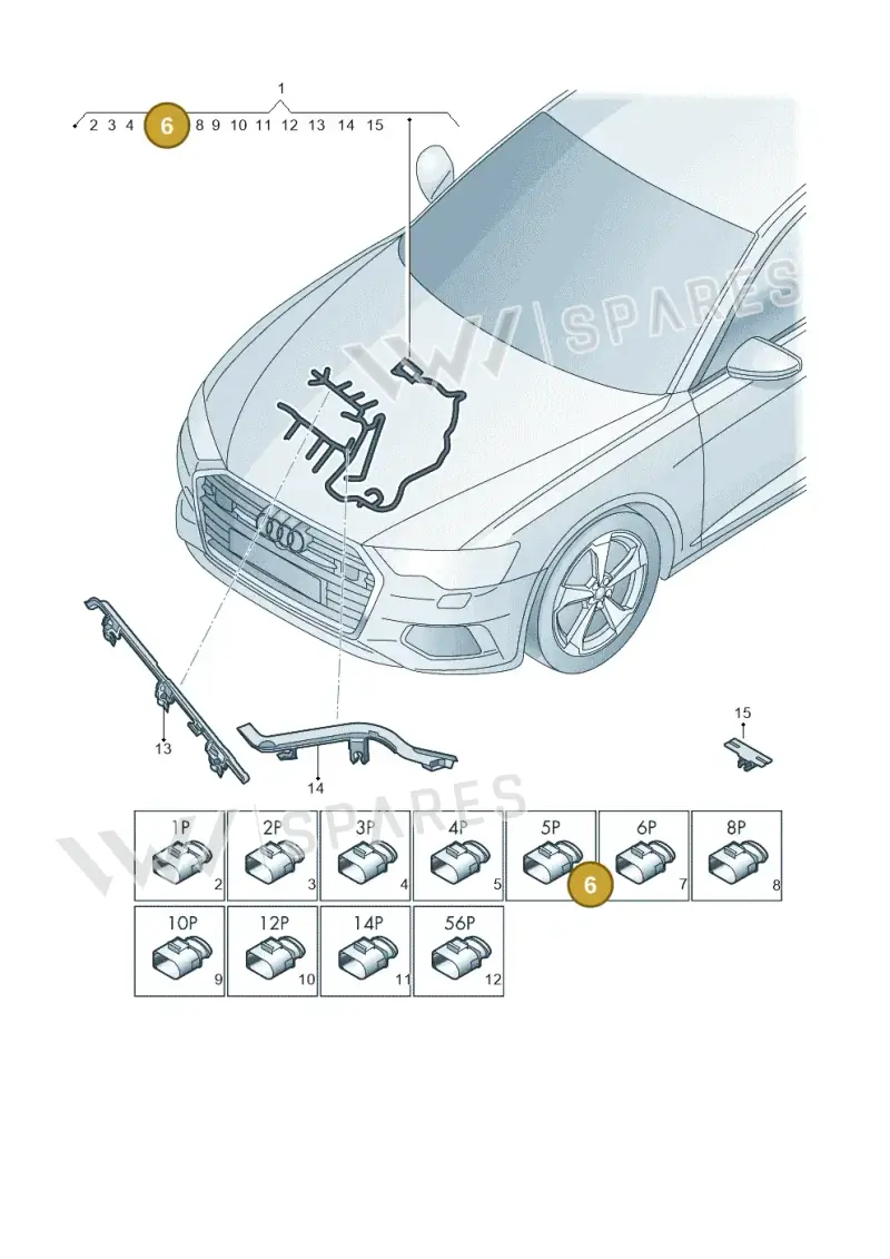 8J0971921A — Audi A6 2.0 (2018-) diagram 430971480, position 6