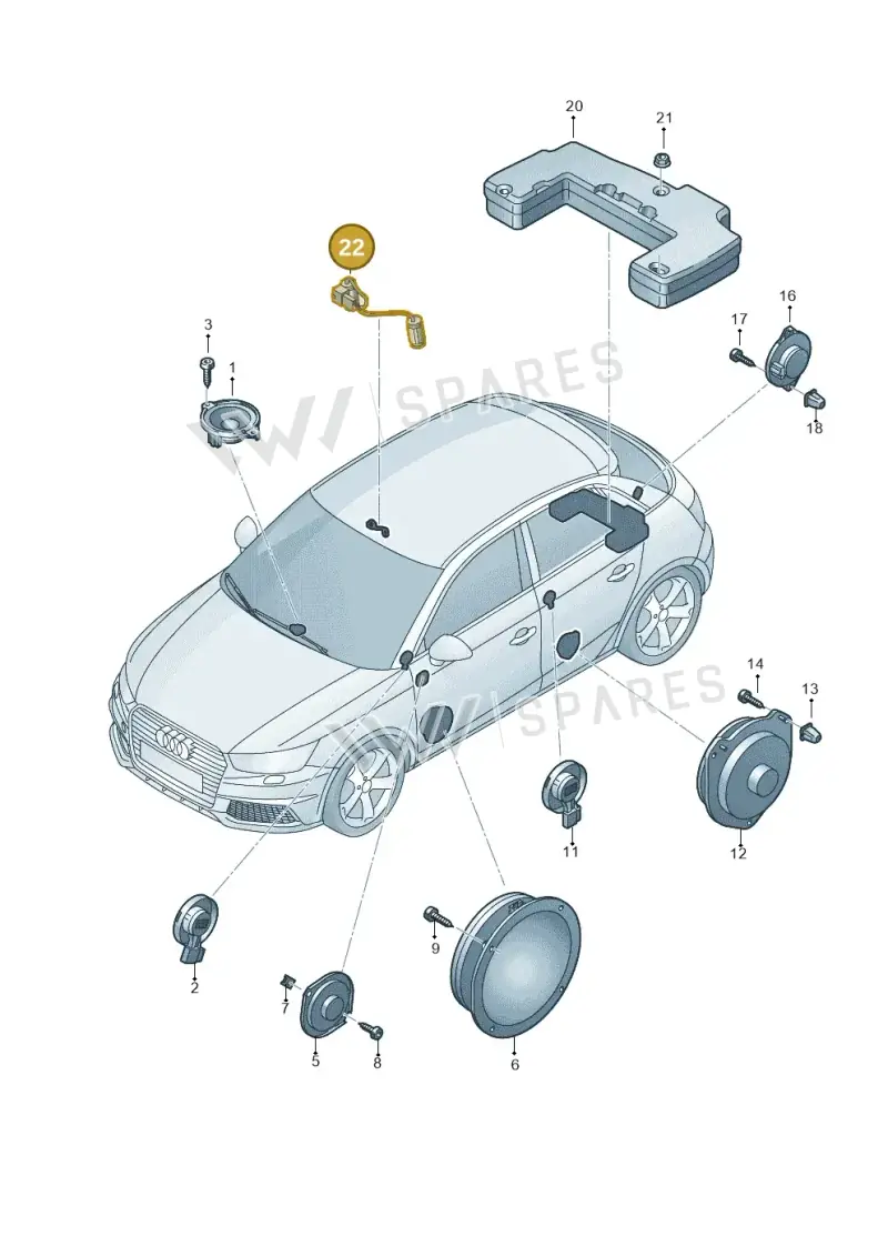8J2035711E — Audi A1 Sportback (2014-2018) diagram 792035360, position 22