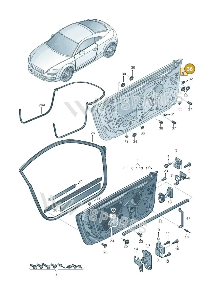 8J8837111 — Audi TTS Coupe 2.0 (2010-2014) diagram 609831100, position 36
