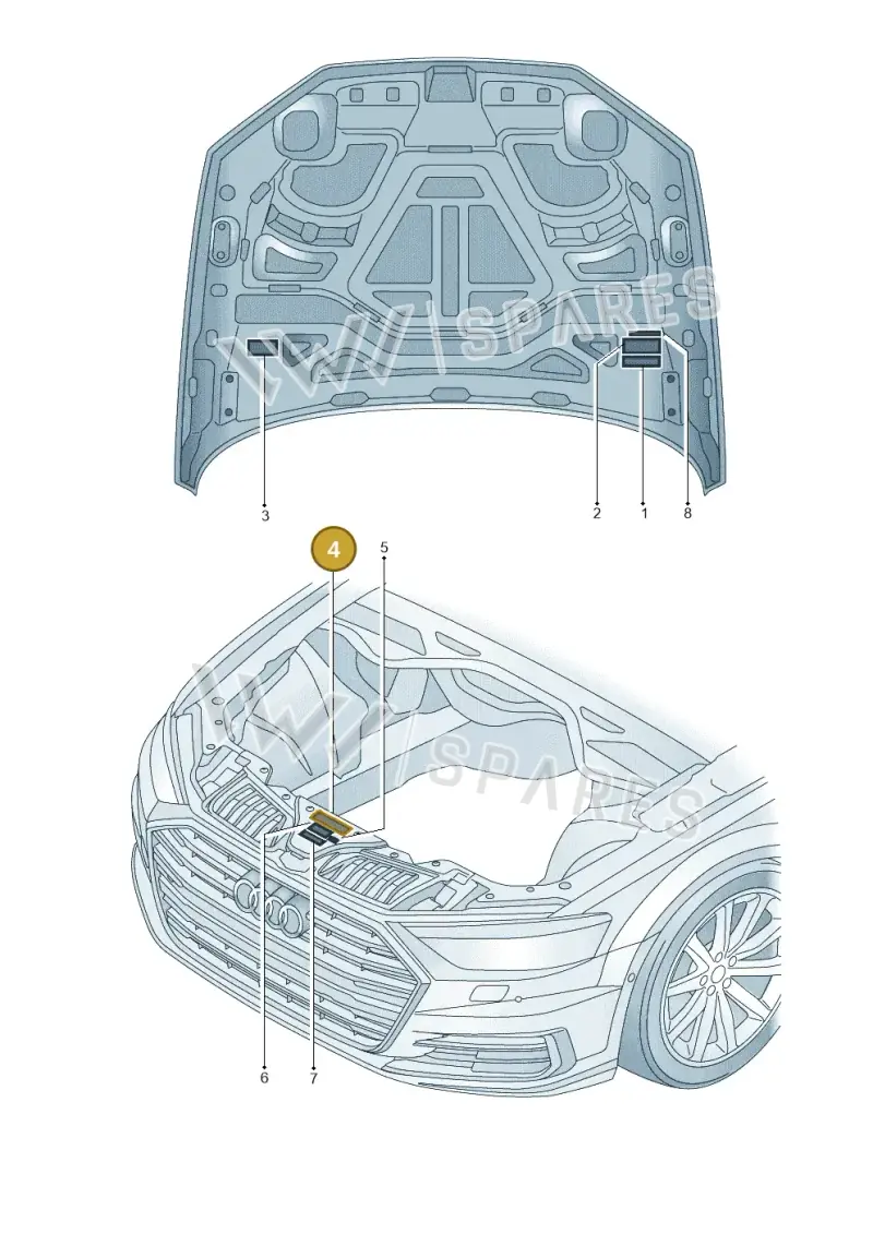 8K0010520F — Audi A8L (2017-2022) diagram 838010100, position 4