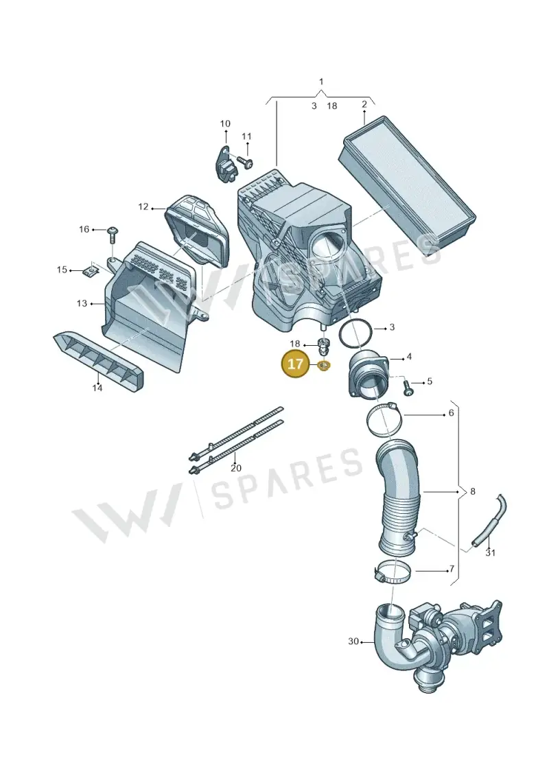 8K0129697 — Audi A4L 2.0 (2008-2012) diagram 724133020, position 17