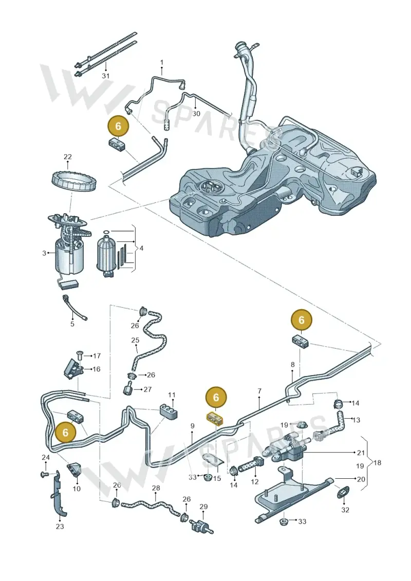 8K0201190H — Audi A5 Sportback (2011-2017) diagram 636201450, position 6