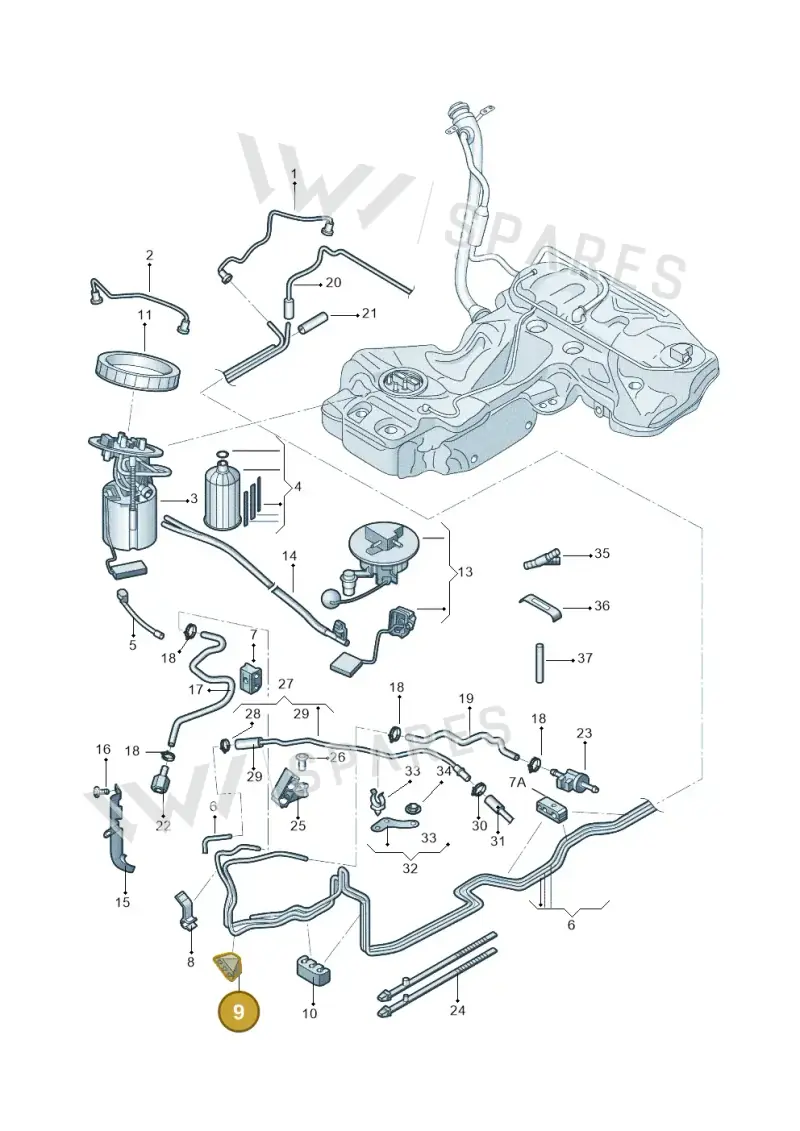 8K0201196J — Audi A4L 2.0 (2008-2012) diagram 669201040, position 9