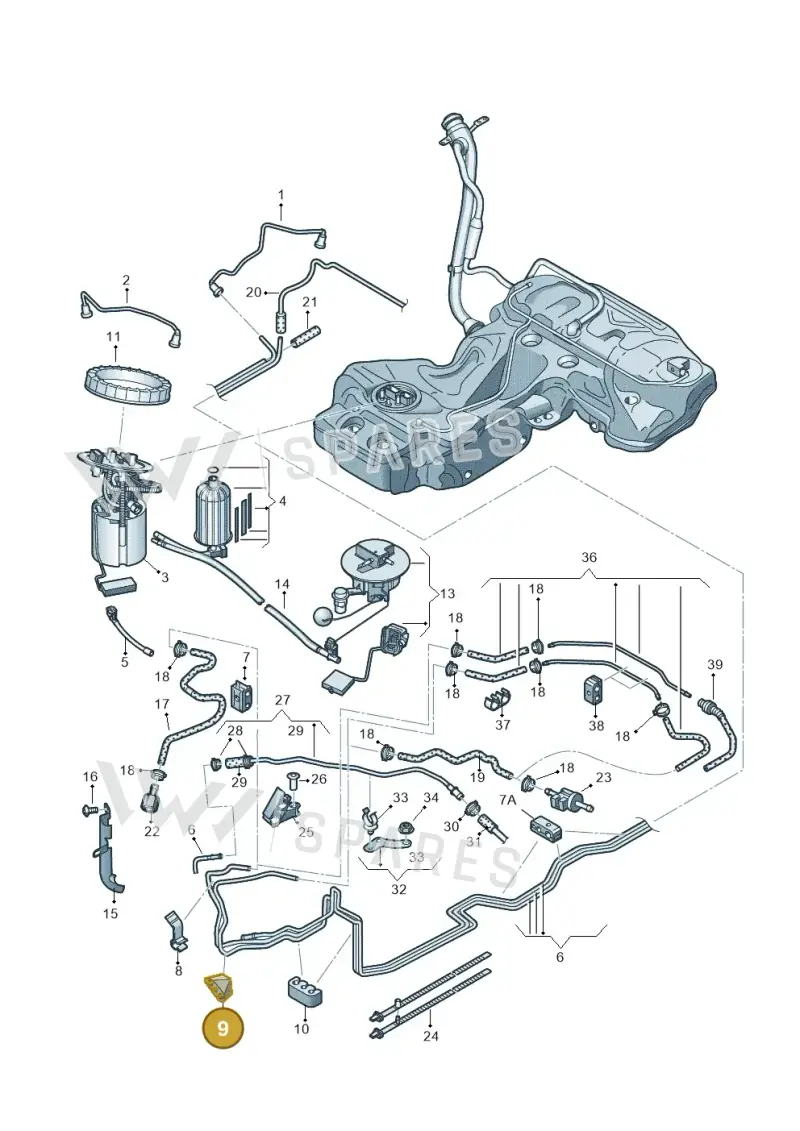 8K0201196J — Audi RS4 Av. qu. 4.2 (2012-2015) diagram 620201400, position 9