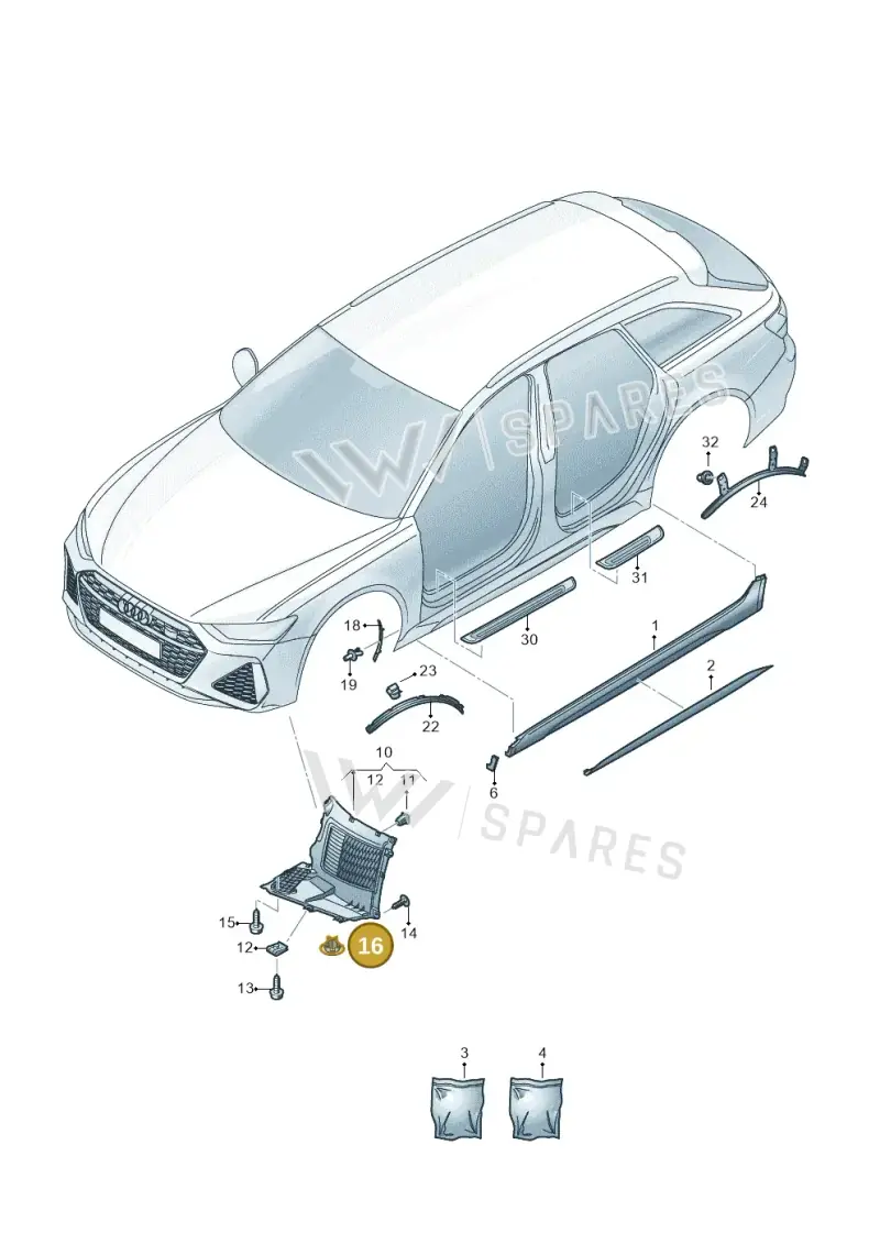 8K0261595 — Audi RS6 Avant (2019-) diagram 537853000, position 16