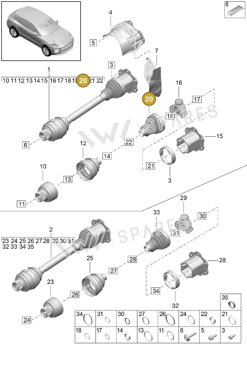 8K0407283B — Porsche Macan (2018-2022) diagram p52401030, position 20
