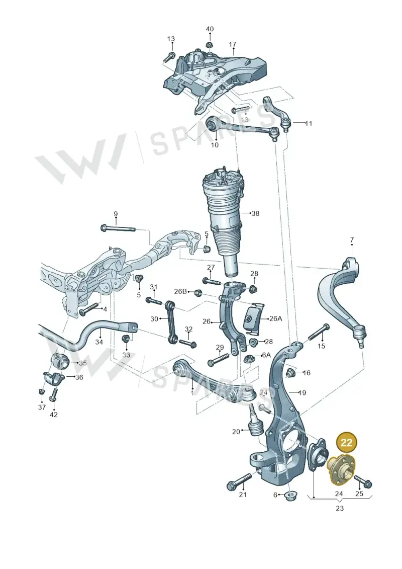 8K0407613B — Audi A8L qu. 3.0 TDI (2013-2018) diagram 771407000, position 22