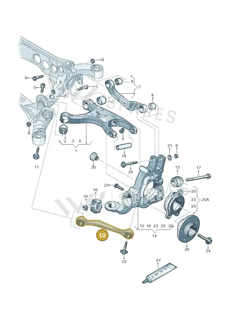 8K0501529N — Audi A7 Sportback (2014-2018) diagram 620505100, position 10