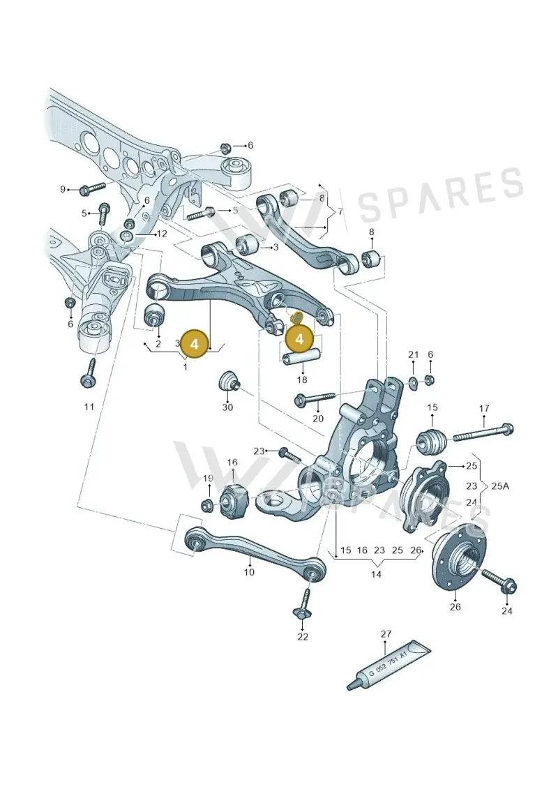 8K0525045 — Audi A7 Sportback (2014-2018) diagram 620505100, position 4