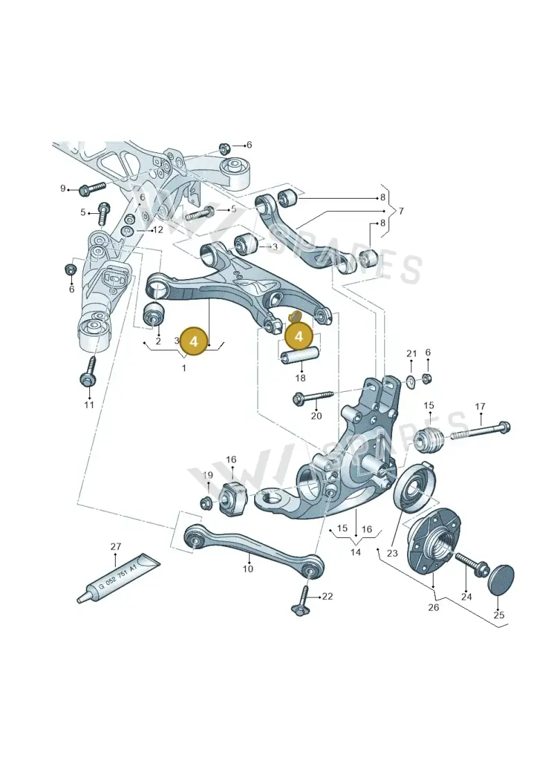 8K0525045 — Audi A7 Sportback (2014-2018) diagram 736505050, position 4