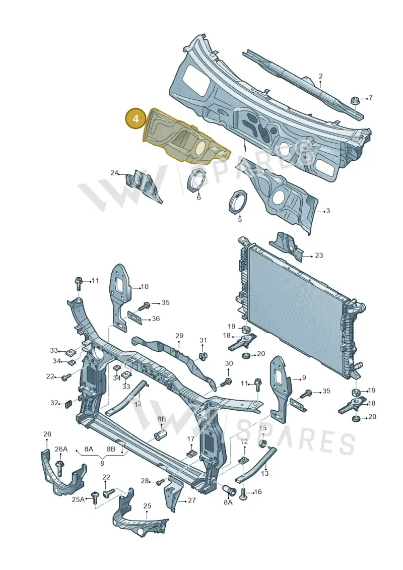 8K0802020 — Audi RS4 Av. qu. 4.2 (2012-2015) diagram 695805000, position 4