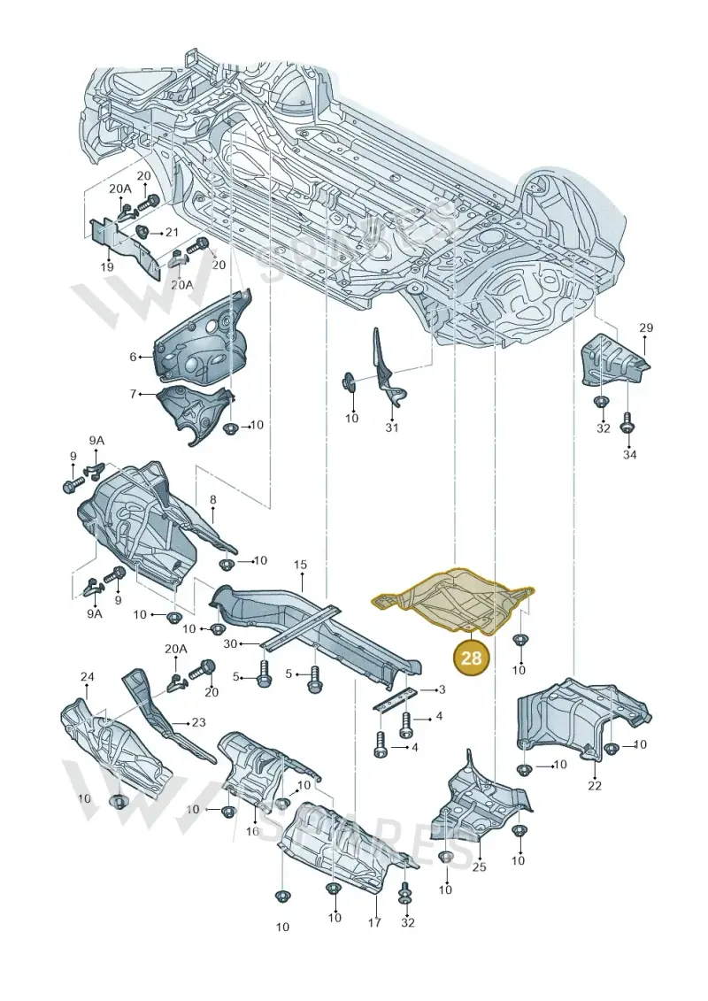 8K0804173J — Audi RS4 Av. qu. 4.2 (2012-2015) diagram 249804000, position 28