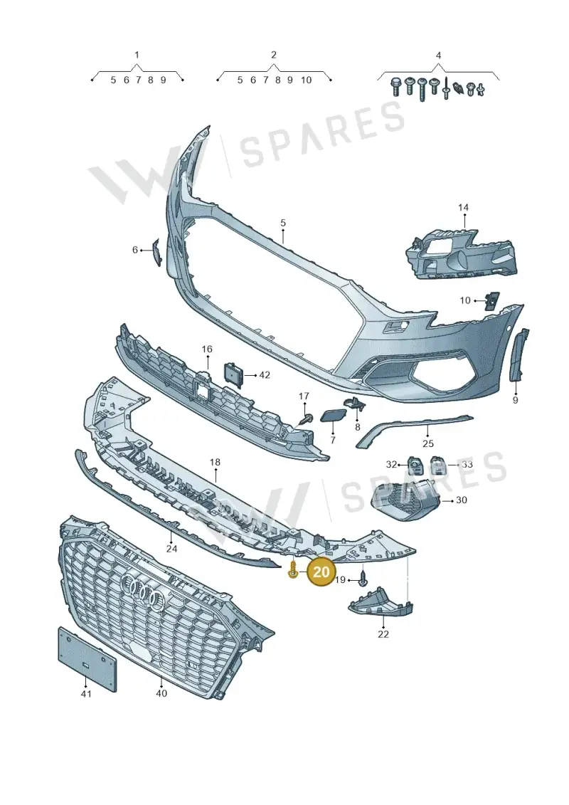 8K0805399A — Audi A3 Sportback (2019-2021) diagram 596807100, position 20
