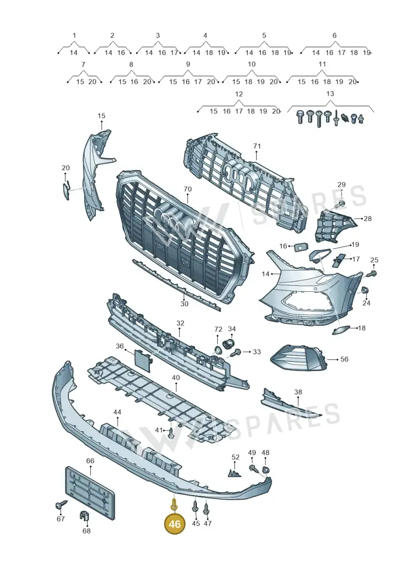 8K0805399A — Audi Q3 quattro (2018-2019) diagram 597807100, position 46