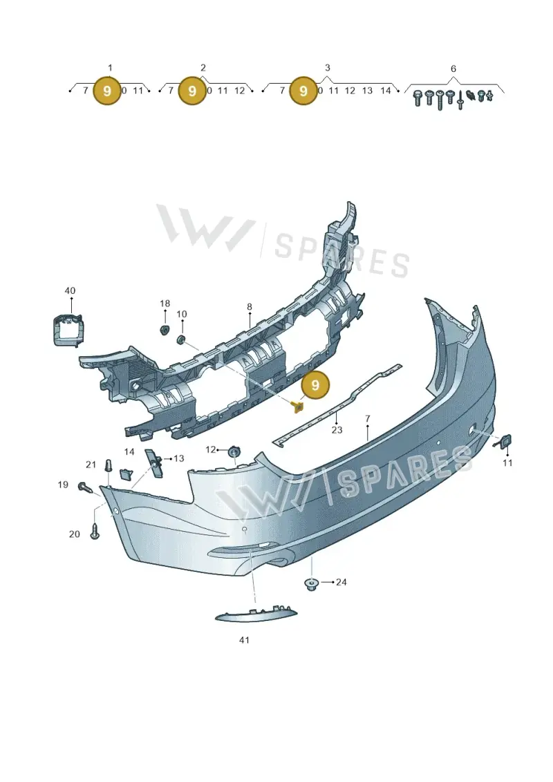8K0807739A — Audi A5 Sportback (2016-2020) diagram 897807600, position 9