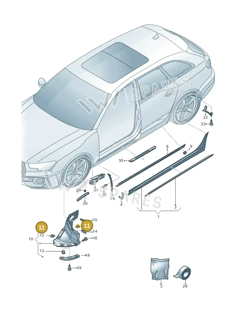 8K0821213A — Audi RS4 Avant (2017-) diagram 438853000, position 11