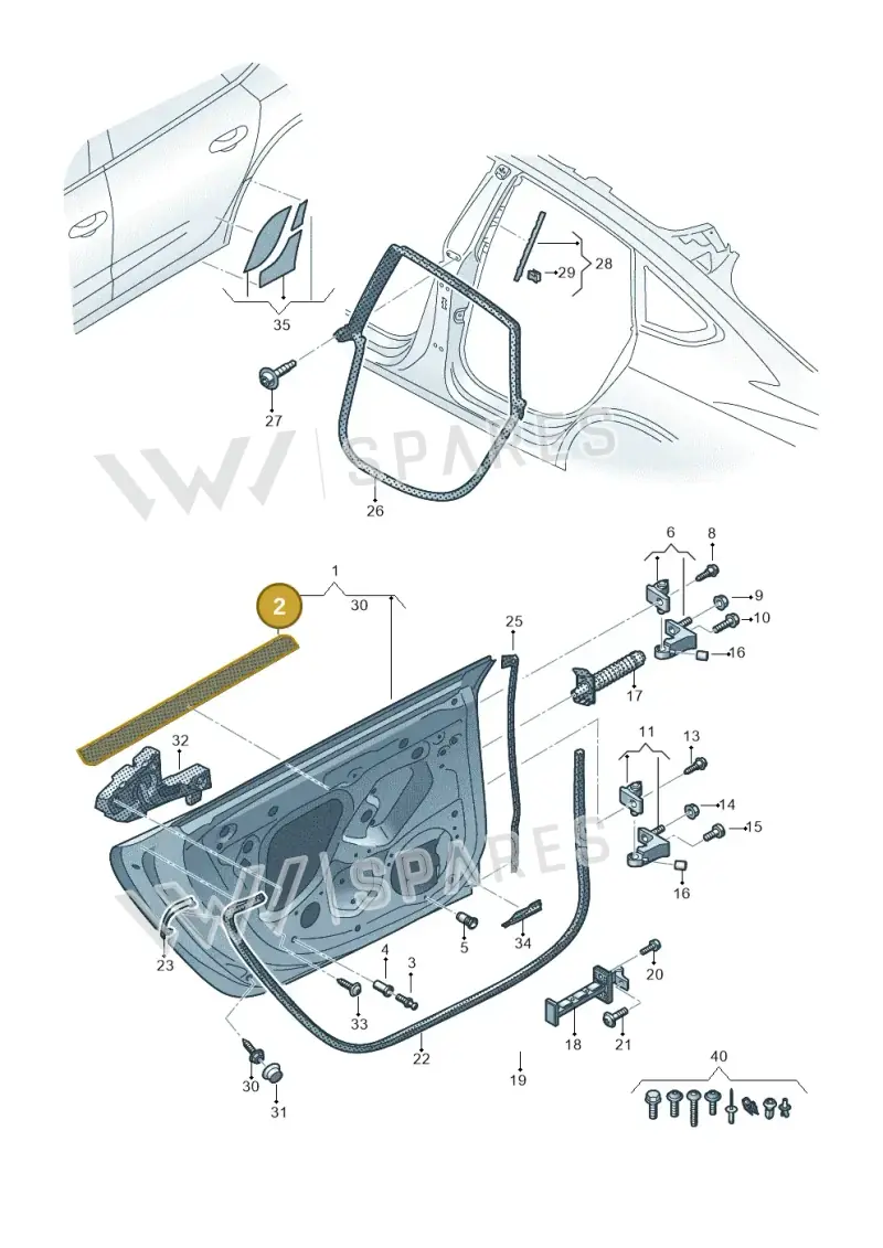 8K0837833A — Audi RS7 Sportback (2019-) diagram 435833100, position 2