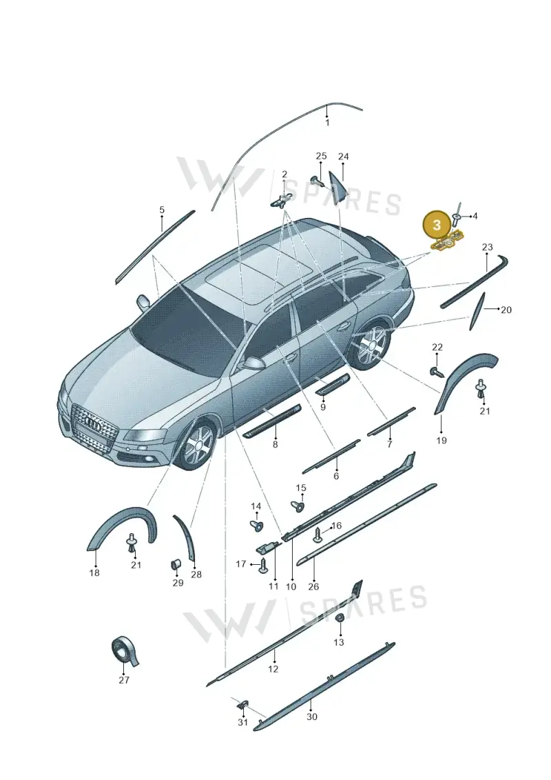 8K0853929A — Audi A4 av. 2.0 tdi (2011-2015) diagram 673853100, position 3