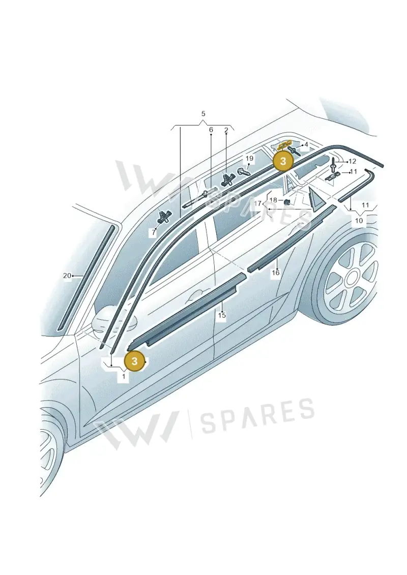 8K0853929A — Audi A3 Sportback (2012-2016) diagram 890853250, position 3