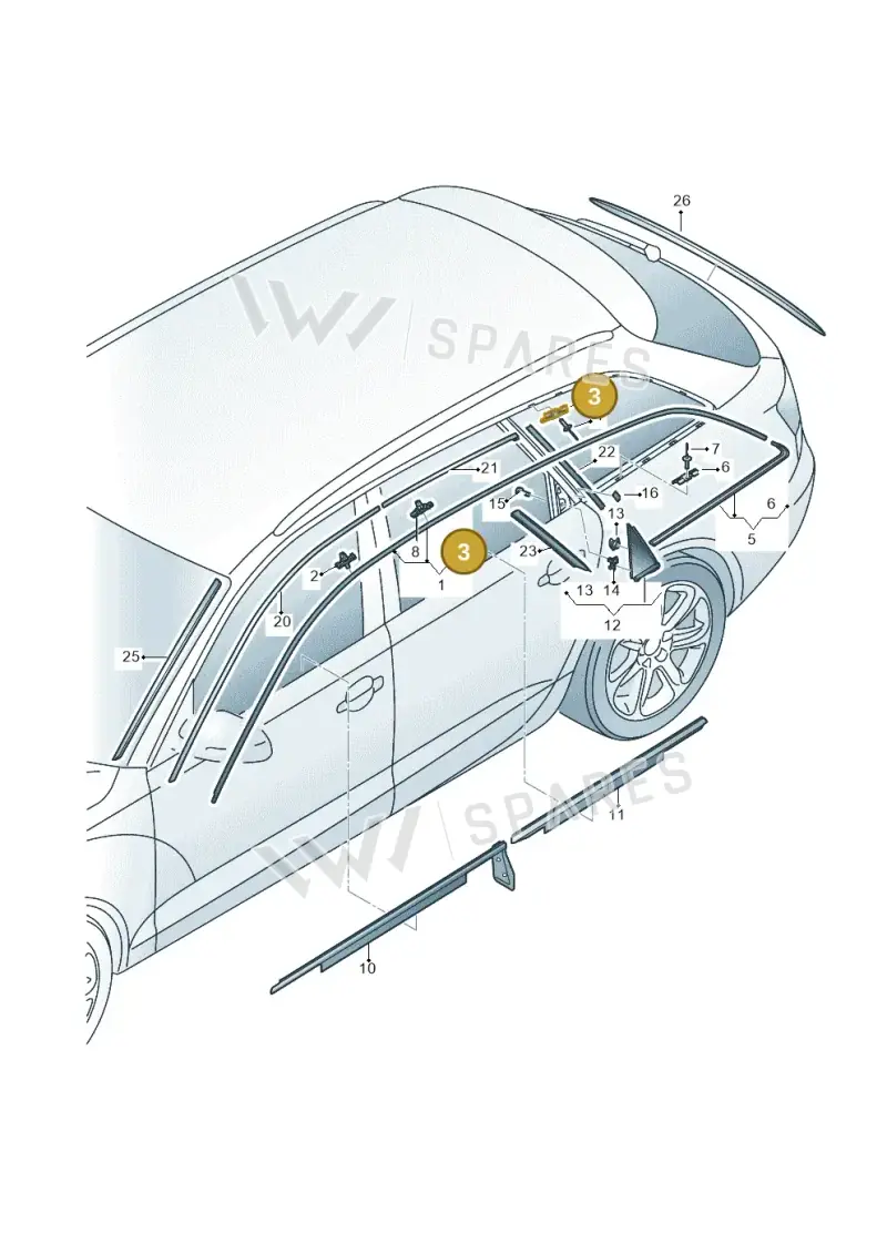 8K0853929A — Audi RS6 Avant (2013-2018) diagram 738853100, position 3