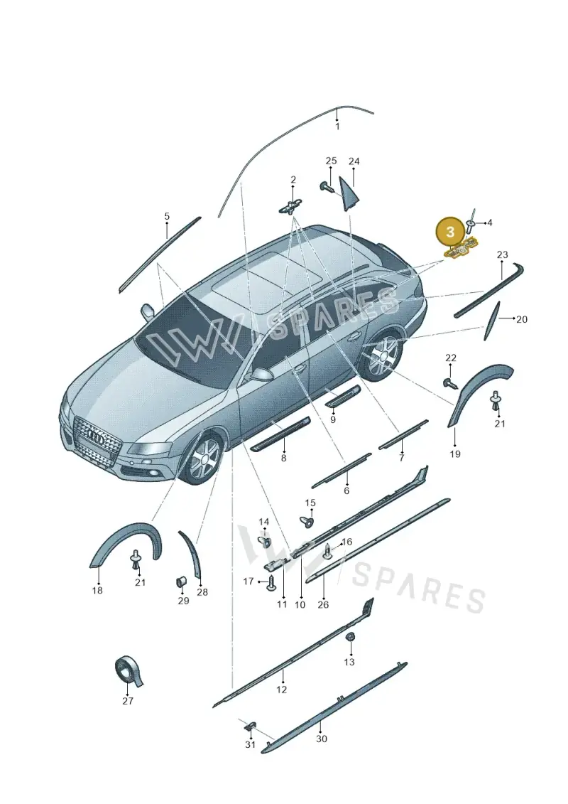 8K0853929B — Audi A4 Av. Allroad (2008-2016) diagram 673853100, position 3