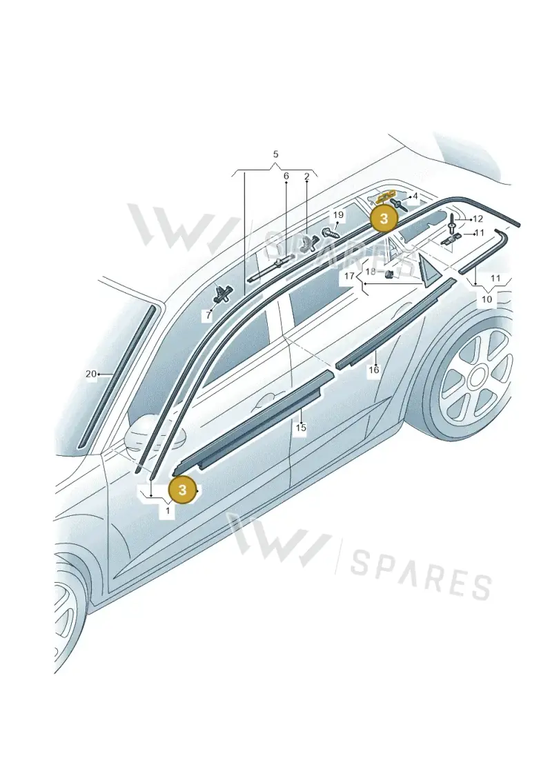 8K0853929B — Audi A3 Sportback (2016-2020) diagram 890853250, position 3