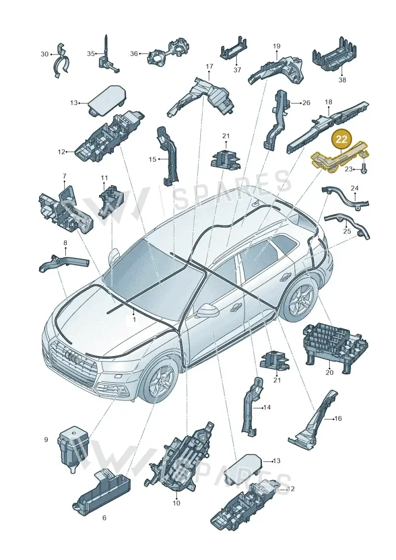 8K0971502T — Audi Q5 (2016-2020) diagram 896971080, position 22