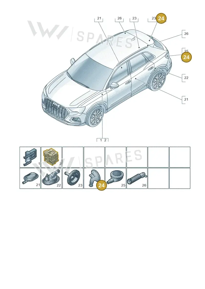 8K0971841 — Audi RSQ3 Sportback (2019-2024) diagram 597971810, position 24