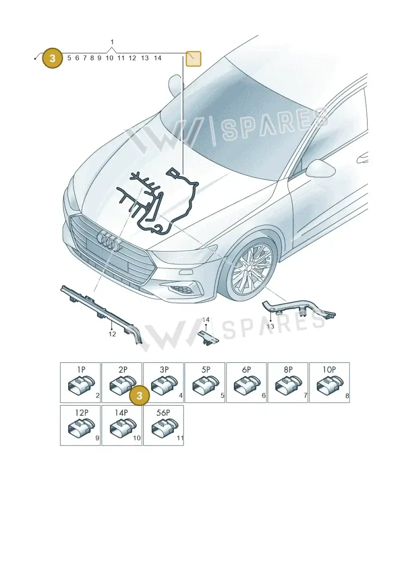 8K0971845J — Audi A7 Sportback (2018-) diagram 435971450, position 3