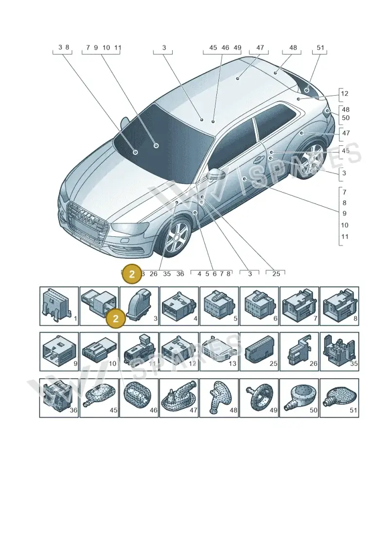 8K0972974 — Audi RS3 Sportback (2015-2016) diagram 745971790, position 2