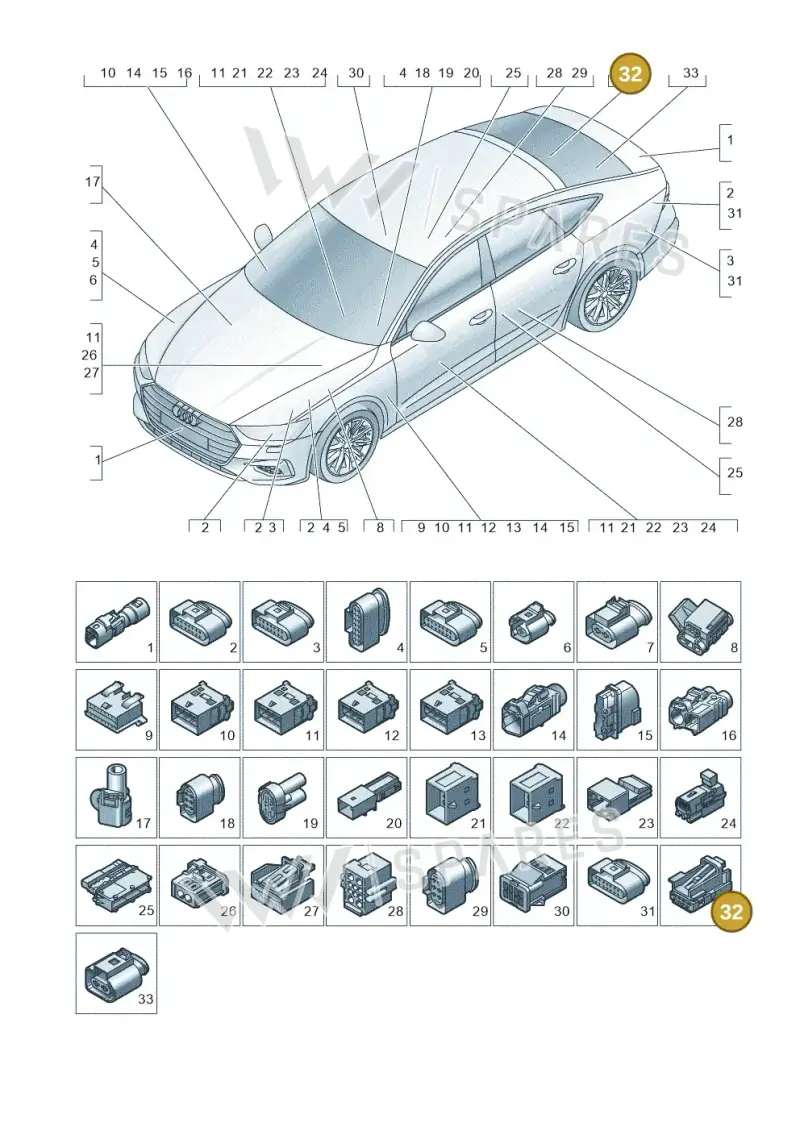 8K0972994 — Audi RS7 Sportback (2019-) diagram 435971820, position 32
