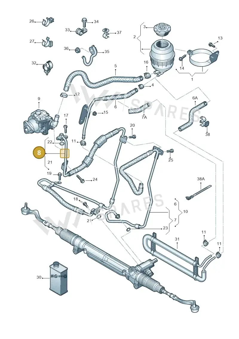 8K1422893DP — Audi A5 Cabrio 2.0 (2008-2012) diagram 620422700, position 8