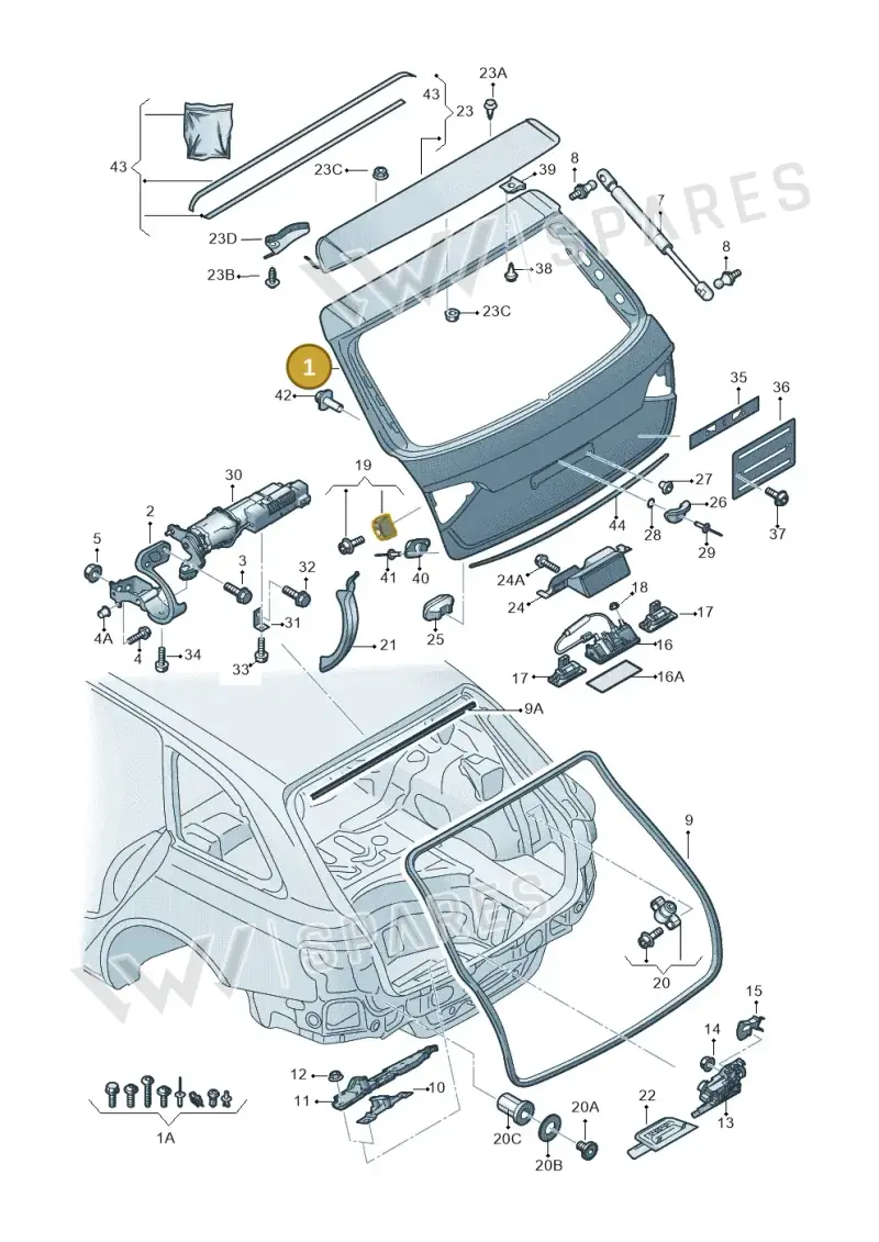 8K9827023 — Audi RS4 Av. qu. 4.2 (2012-2015) diagram 636827100, position 1