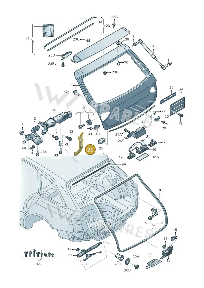 8K9827279A01C — Audi RS4 Av. qu. 4.2 (2012-2015) diagram 636827100, position 21