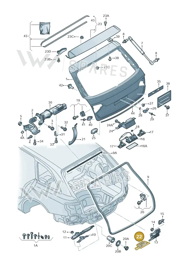 8K9827520 — Audi RS4 Av. qu. 4.2 (2012-2015) diagram 636827100, position 22