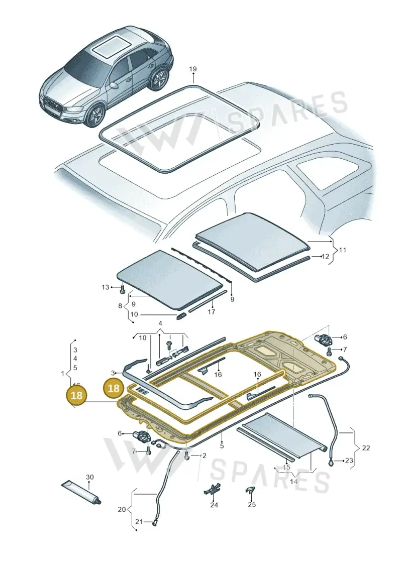 8K9877439A — Audi Q3 1.4 (2016-) diagram 728877000, position 18