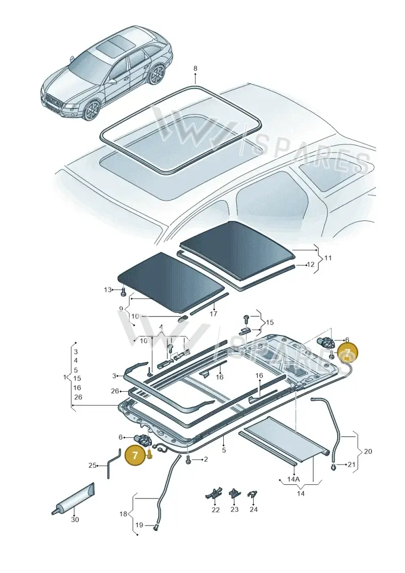 8K9898057C — Audi RS4 Av. qu. 4.2 (2012-2015) diagram 636877100, position 7