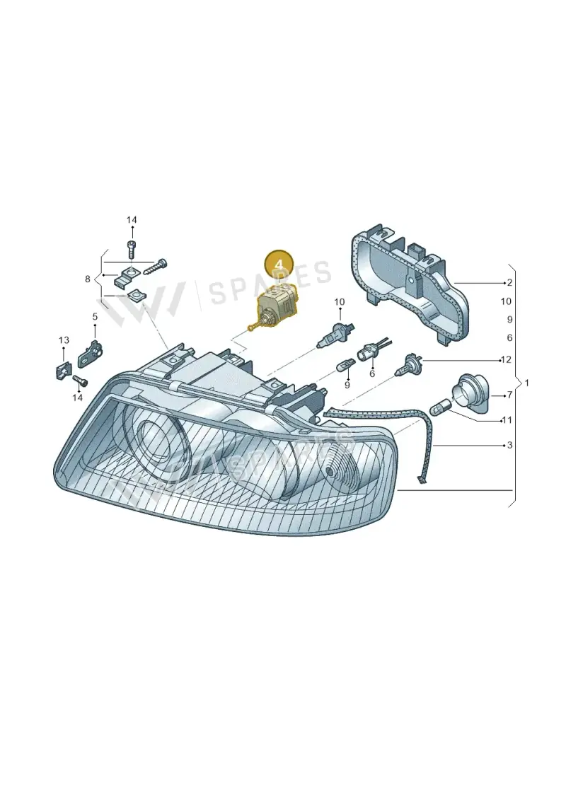 8L0941295B — Audi A3/S3/QUATTRO (2000-2003) diagram 209941000, position 4