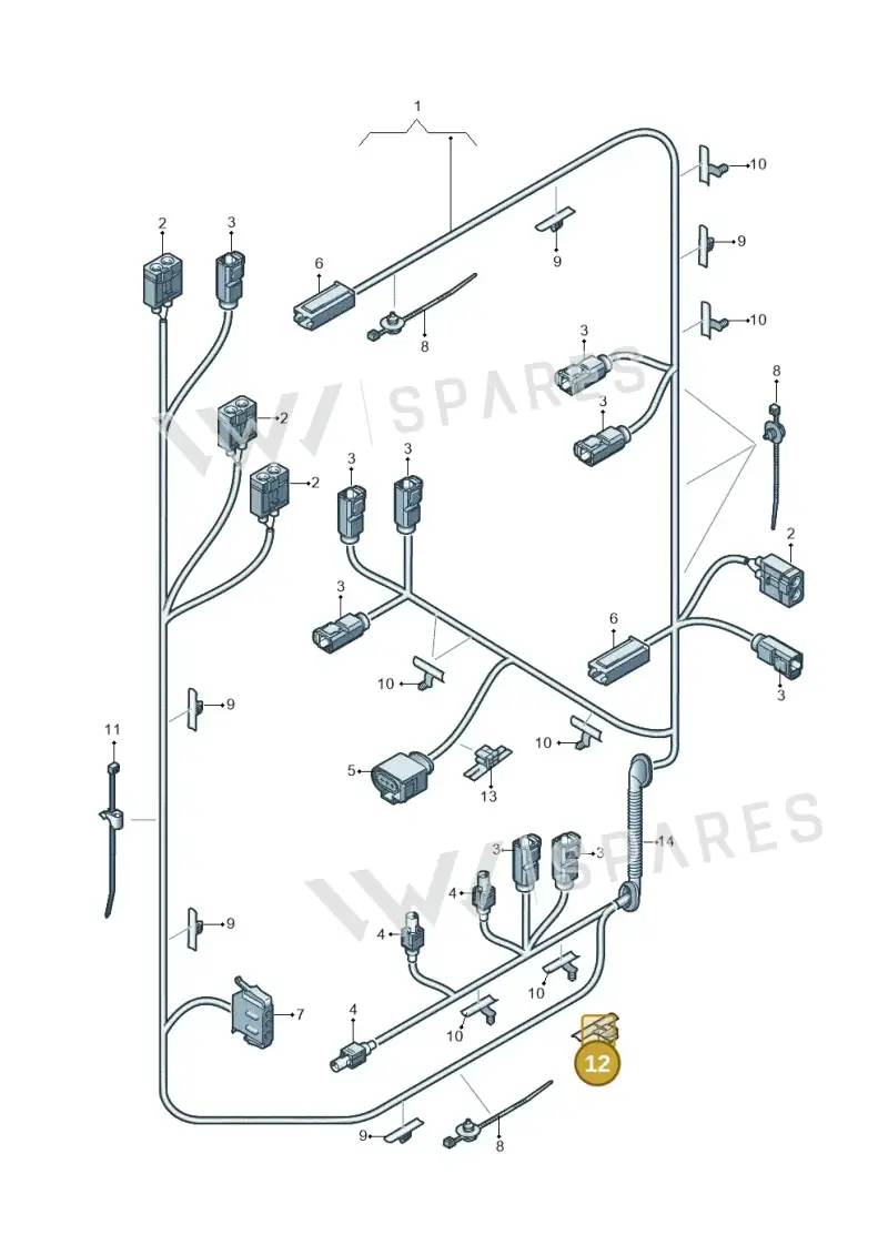 8L0971848A — Audi A1 Sportback (2014-2018) diagram 708972850, position 12