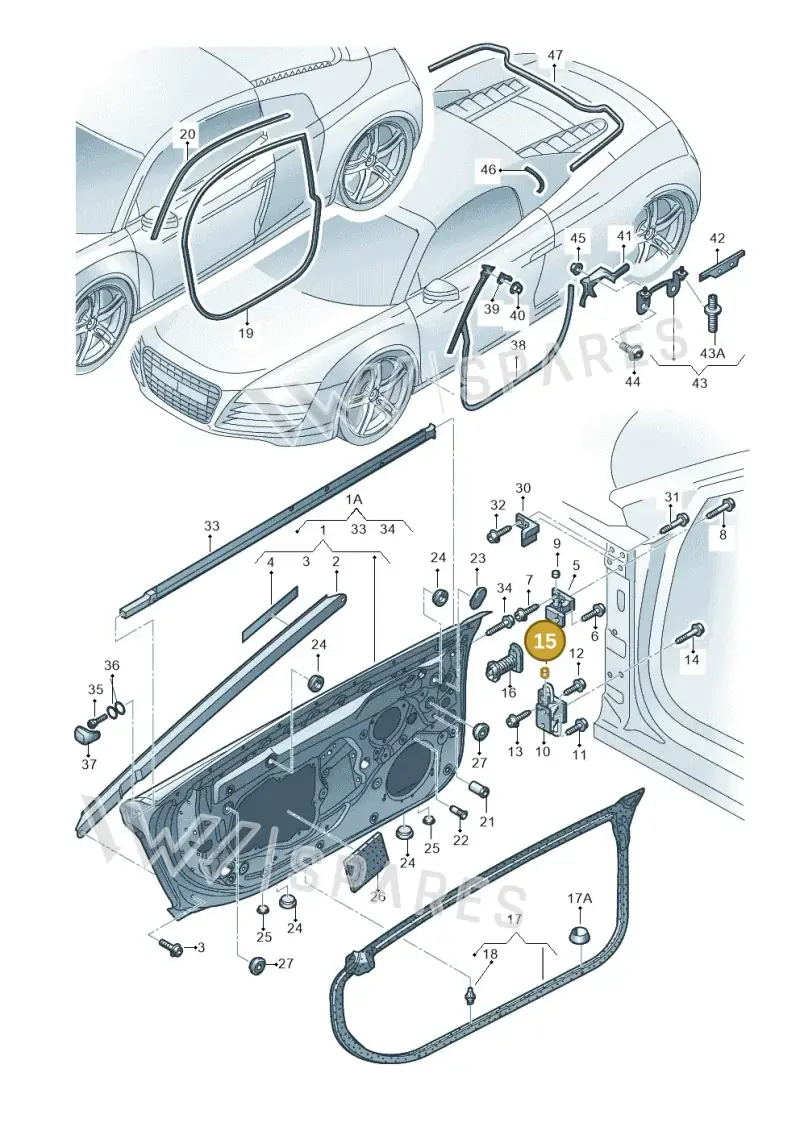 8L3837947 — Audi R8 qu. 5.2 (2012-2015) diagram 618831100, position 15