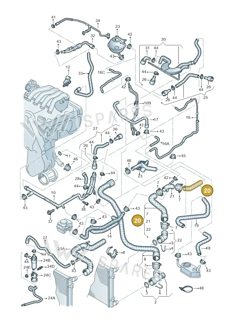 8N0122101A — Audi TT Coupe/Roadster (2002-2006) diagram 266121350, position 20