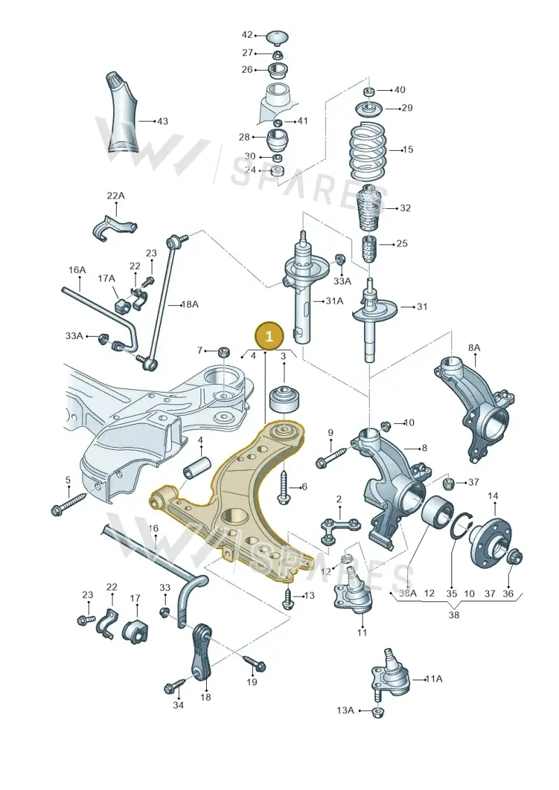 8N0407151D — Audi A3/S3/QUATTRO (1996-2000) diagram 201407100, position 1