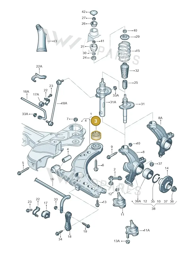 8N0407181B — Audi A3/S3/QUATTRO (1996-2000) diagram 201407100, position 3