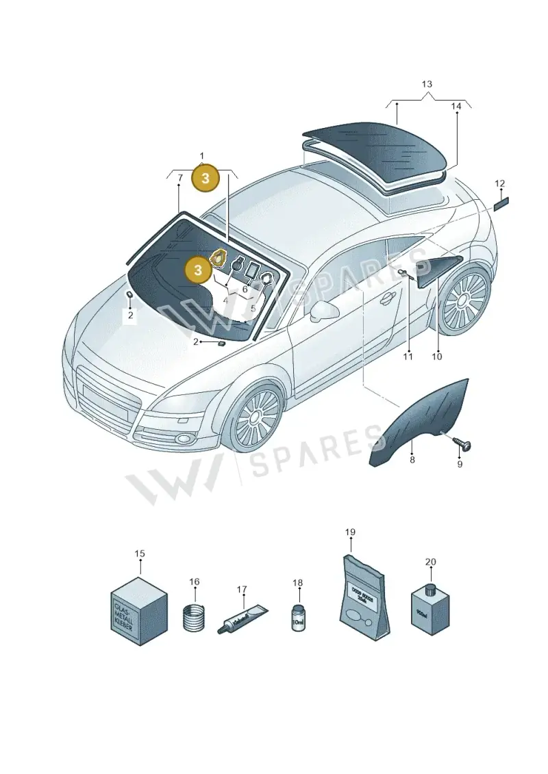 8N7845543 — Audi TT Coupe/Roadster 08> (2007-) diagram 609845000, position 3